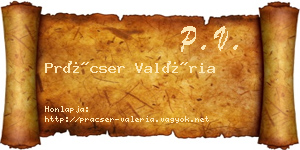Prácser Valéria névjegykártya